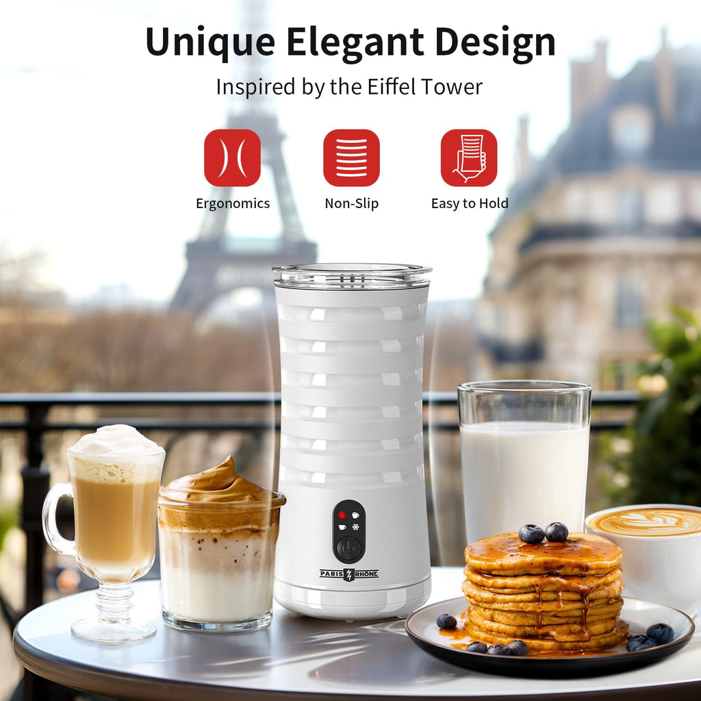 Electric Milk Frother, Paris Rhône 4-in-1 Milk Steamer and Frother, Hot & Cold Foam Milk Warmer with Temperature Control, Auto Shut-Off Frothers for Coffee, Latte,Macchiato, Cappuccino