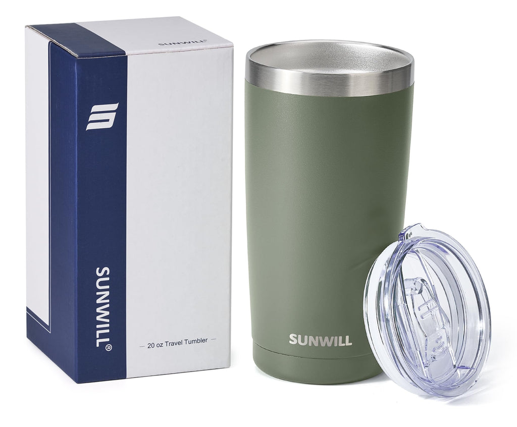SUNWILL Travel Coffee Tumbler 20 oz, Insulated Mug with Lid, Stainless Steel Cup for Outdoor, Powder Coated Navy