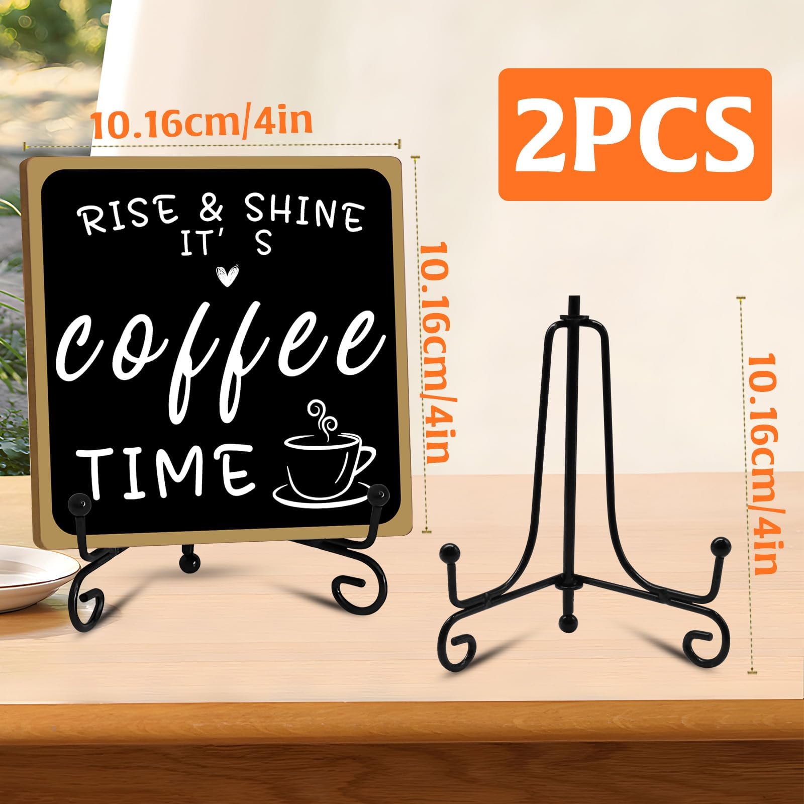 Wooden Coffee Bar Sign Coffee Bar Decor, Coffee Bar Decorations Black and White with Iron Stand Bar Tabletop Shelf Accessories, Coffee Signs Decors for Coffee Station Home Farmhouse Kitchen & Office
