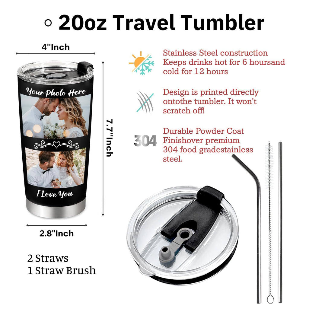 Personalized Tumbler Custom Coffee Tumbler Laser Engrave with Name 20 Oz Stainless Steel Travel Tumbler Cup Mug Personalized Gifts for Birthday Christmas Anniversary for Men Women Kids