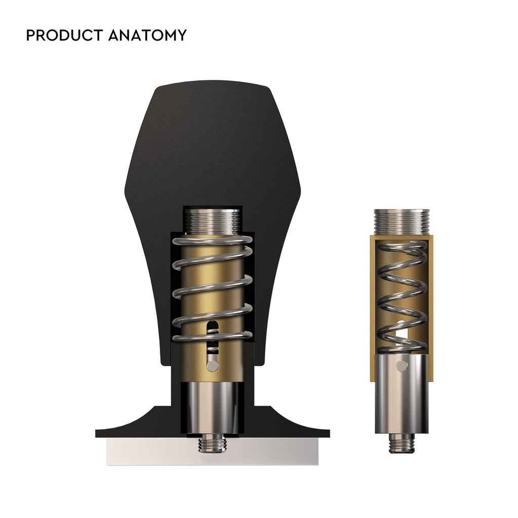 Normcore V4 Coffee Tamper 53.3mm - Spring-Loaded Tamper - Barista Espresso Tamper with 15lb / 25lb / 30lbs Replacement Springs - Anodized Aluminum Handle and Stand - Flat Base, Black
