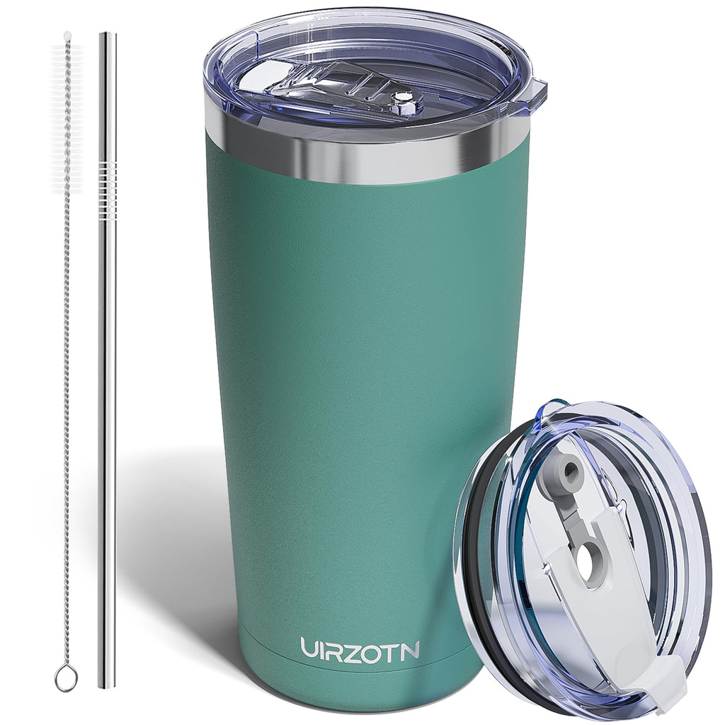 Travel Coffee Tumbler 20oz, Travel Coffee Mug with Dual Lids and Straw, Stainless Steel Double Wall Vacuum Insulated Tumbler for Hot/Iced Drinks (Textured Matte, Navy Blue)