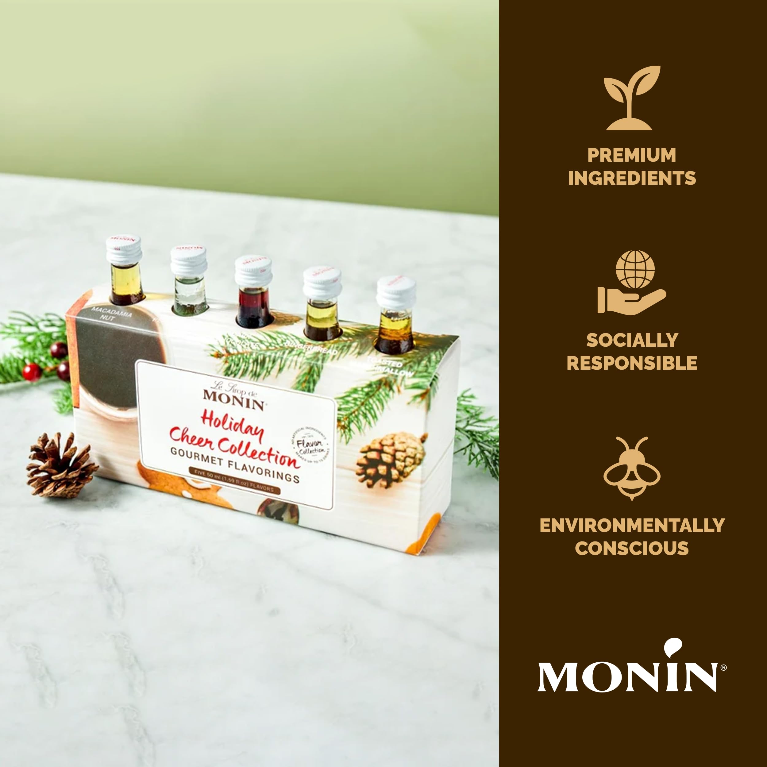 Monin - Gourmet Flavorings Coffee Collection (Caramel, Amaretto, Hazelnut, Irish Cream, Vanilla) | Clean Label, No Artificial Flavors, No Artificial Preservatives (5-pack, 50 ml each)