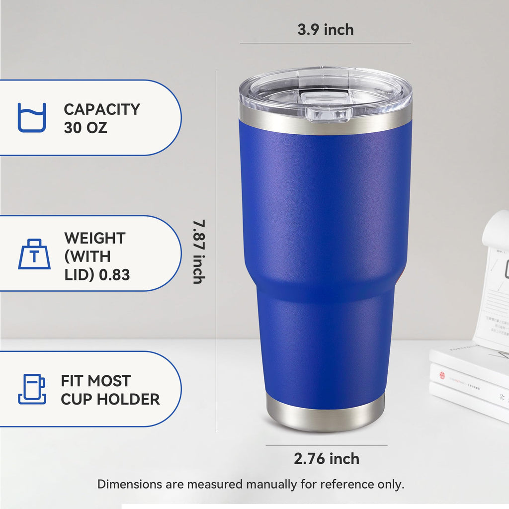 30 oz Tumbler with Lid Stainless Steel Tumblers Bulk Vacuum Insulated Cup Reusable Powder Coated Travel Mug Double Wall Leak Proof Cups Keep Cold Drinks for 12 Hours Black, Set of 8