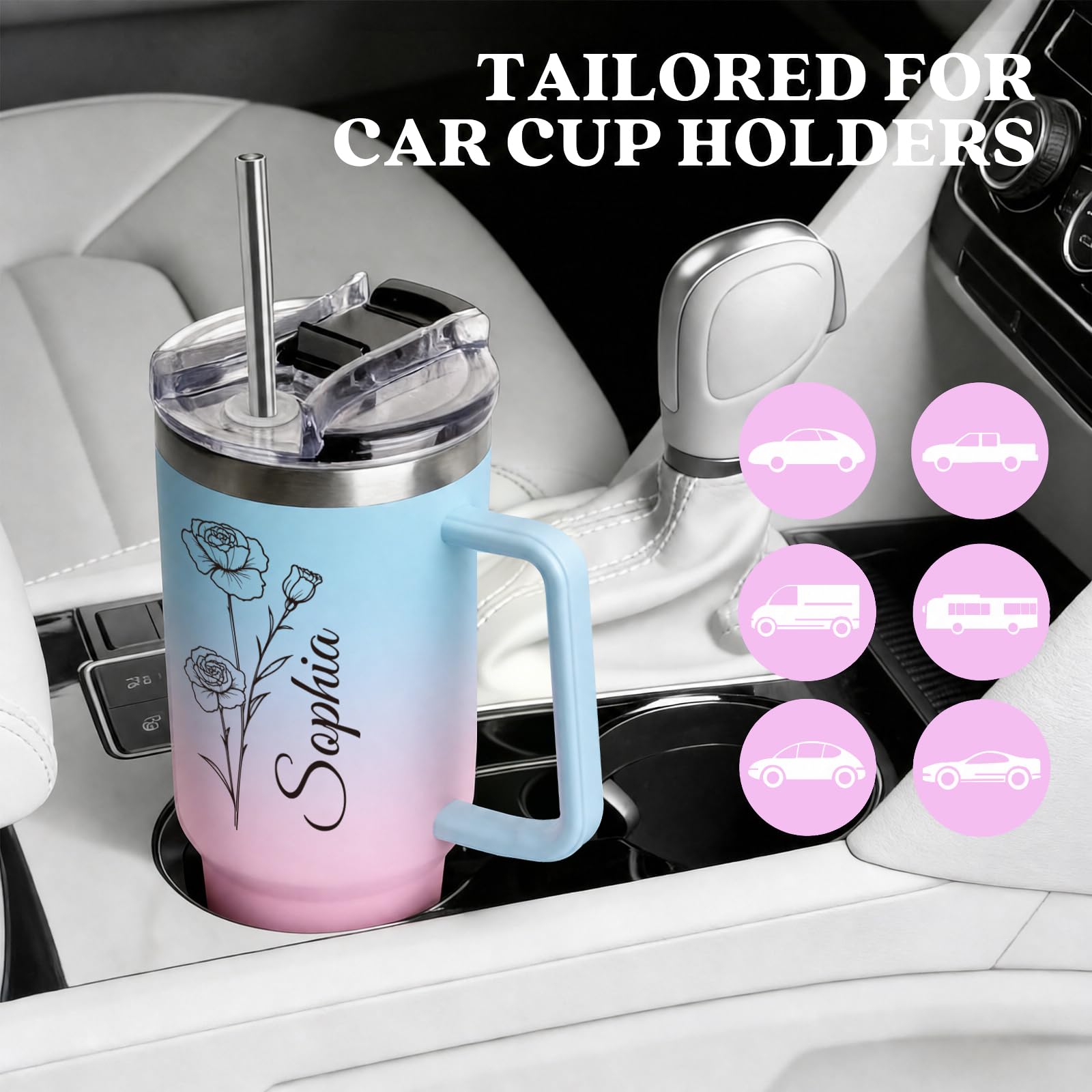 Personalized Tumbler Custom Coffee Tumbler Laser Engrave with Name 20 Oz Stainless Steel Travel Tumbler Cup Mug Personalized Gifts for Birthday Christmas Anniversary for Men Women Kids