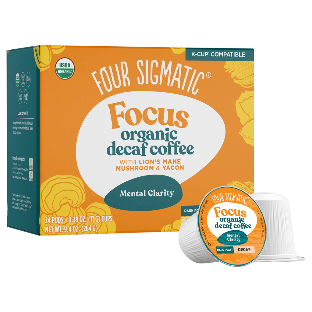 Four Sigmatic Mushroom Coffee K-Cups | Organic Dark Roast Coffee with Lion’s Mane Mushroom Powder & Yacon | Focus & Immune Support | Vegan & Keto | Sustainable Pods | 24 Count