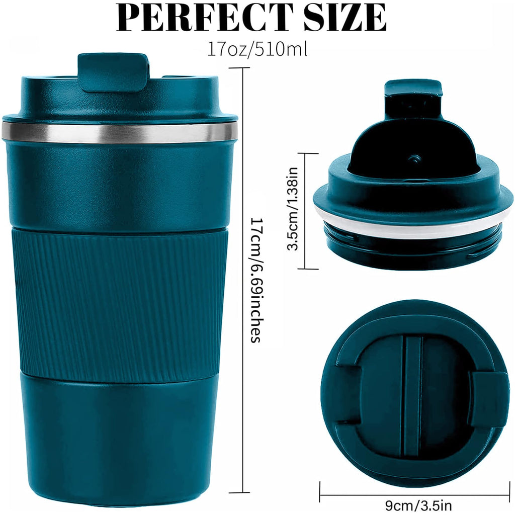 YINBAOGE Insulated Travel Coffee Mug, Spill & Leak Proof, Portable To Go Camping Stainless Steel Coffee Tumbler, Reusable Thermal Coffee Cup with Lid for Hot & Cold Drinks (Black, 12 OZ)