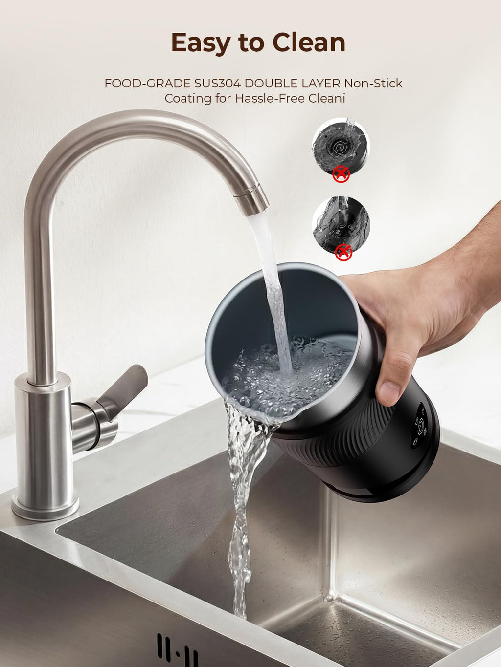Large Capacity Milk Frother: 4-in-1 Electric Milk Steamer 350ml, 7700RPM High Speed, 120s Fast Frothing, 𝐇𝐨𝐭 & 𝐂𝐨𝐥𝐝 Foam Maker, Helpful Stainless Steel for Latte - Grayish Black