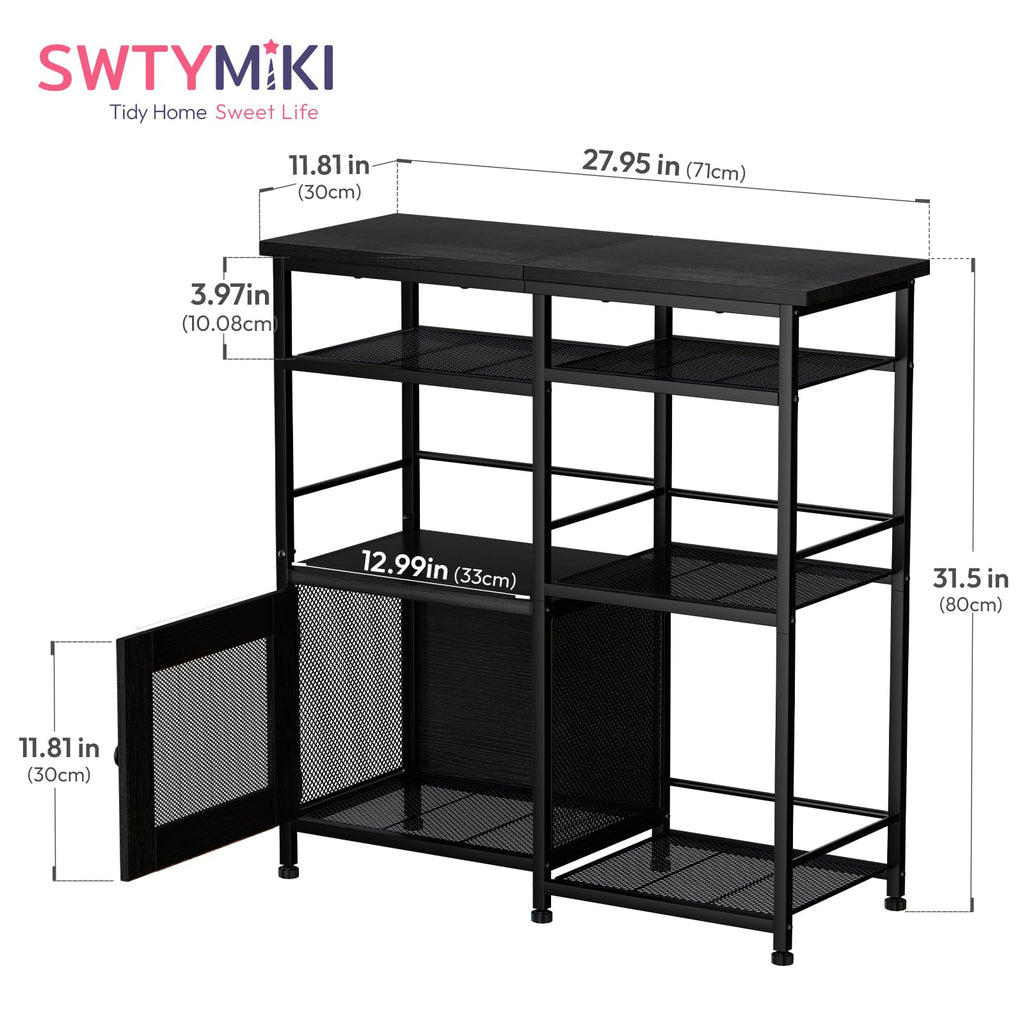 SWTYMIKI Coffee Bar Cabinet Station - Farmhouse Small Coffee Stand Station with Doors, Rustic Storage Organizer for Kitchen, Buffet Sideboard Cabinet Table for Home, Office, Corner, Bar, Espresso