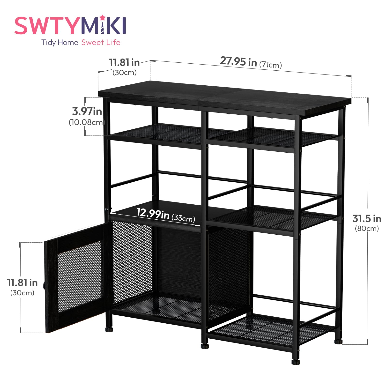 SWTYMIKI Coffee Bar Cabinet Station - Farmhouse Small Coffee Stand Station with Doors, Rustic Storage Organizer for Kitchen, Buffet Sideboard Cabinet Table for Home, Office, Corner, Bar, Espresso