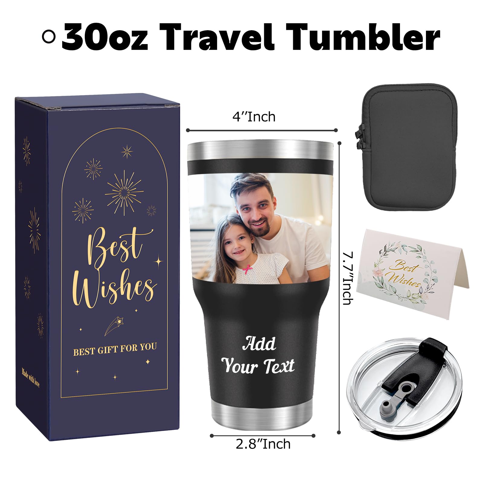 Personalized Tumbler Custom Coffee Tumbler Laser Engrave with Name 20 Oz Stainless Steel Travel Tumbler Cup Mug Personalized Gifts for Birthday Christmas Anniversary for Men Women Kids