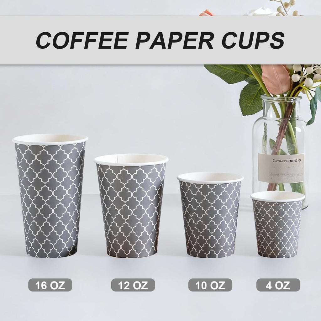 Lamosi Coffee Cups 12 oz 180 Pack, Disposable Paper Coffee Cups, Disposable Cups,12 oz Hot Cup,12oz Paper Insulated Cup for Cold Hot Drinks (No Lids)