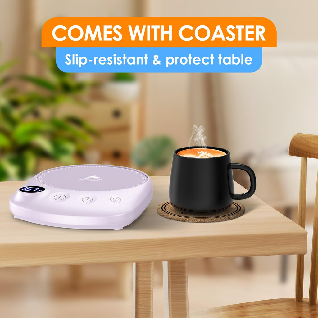 Coffee Mug Warmer - Fastest Heating & Highest Temperature, Coffee Cup Warmer for Desk Auto Shut Off, 4 Temp Settings & 1-12H Timer, Smart Electric Beverage Warmer for Coffee, Tea (Black)