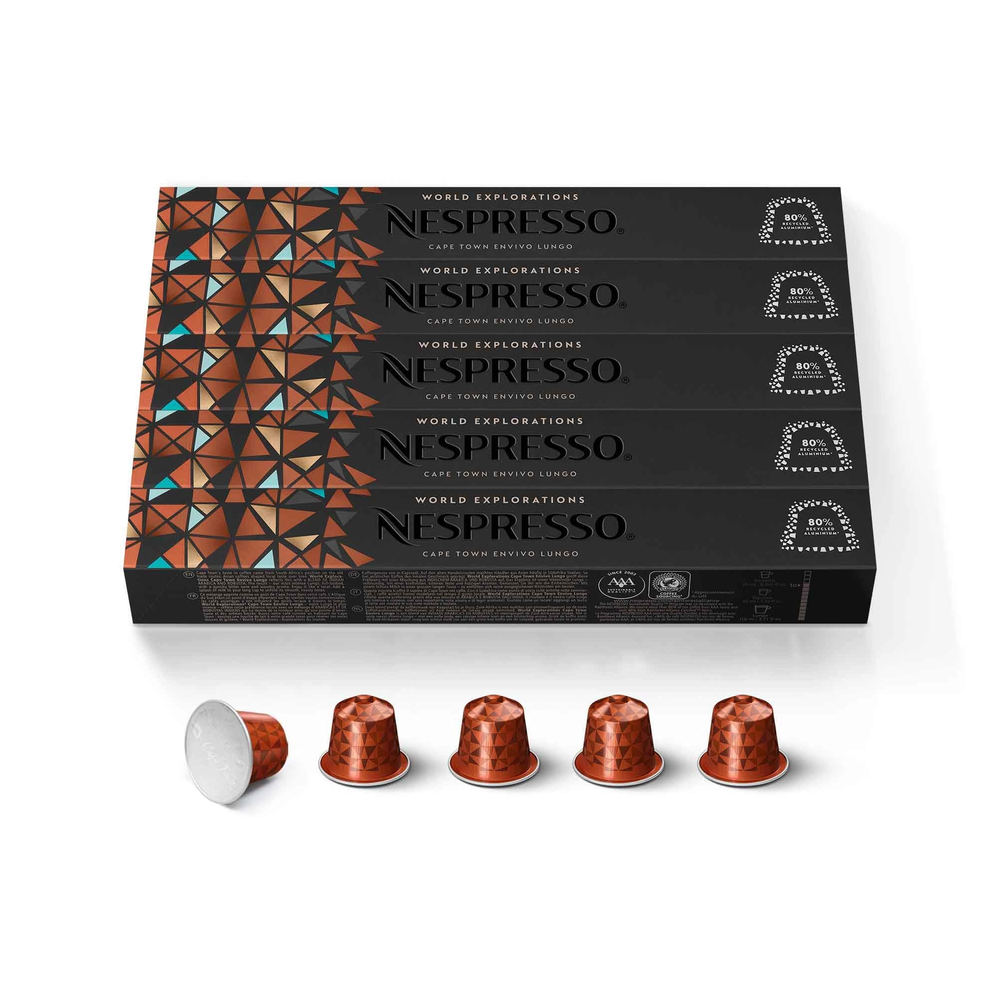 Nespresso Capsules Original Line, Morning Lungo Blends Variety Pack, Mild to Medium to Dark Roast Coffee, 50-Count Coffee Pods