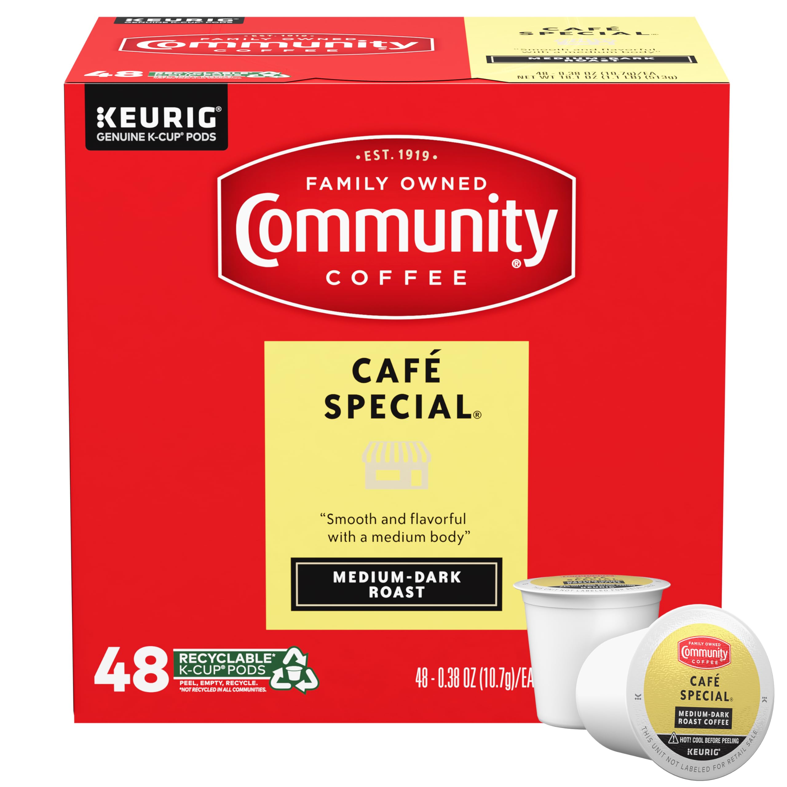 Community Coffee Café Special Medium-Dark Roast Single Serve Keurig K-Cup Pods 32 ct Box