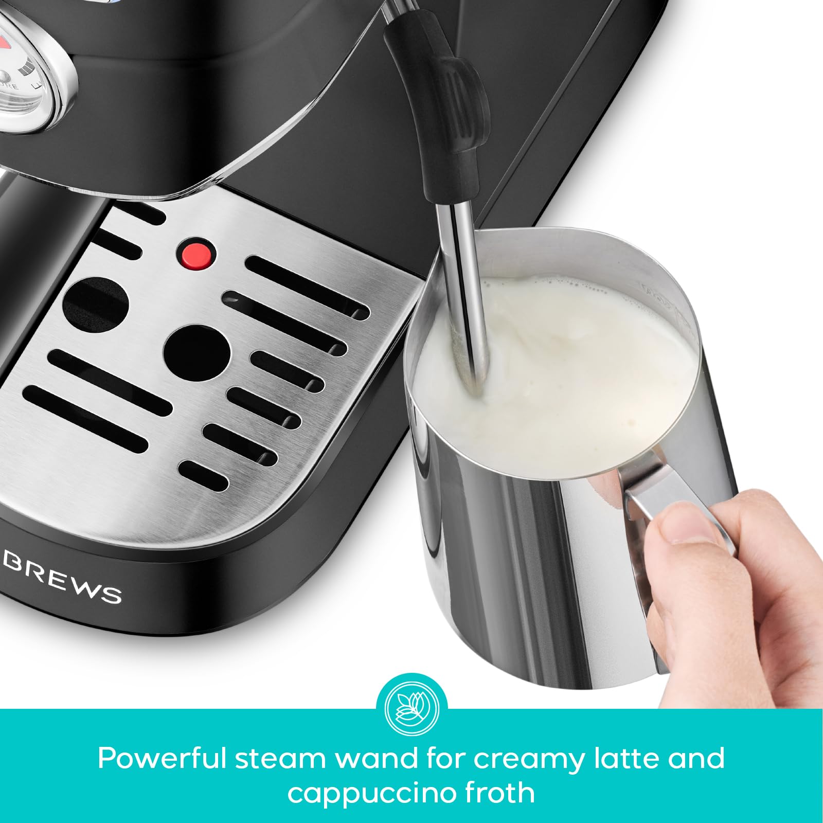 CASABREWS CM5418 Espresso Machine 20 Bar, Compact Espresso Maker with Steam Milk Frother, Stainless Steel Coffee Machine with 34oz Removable Water Tank for Cappuccino, Gift for Women or Men, Silver
