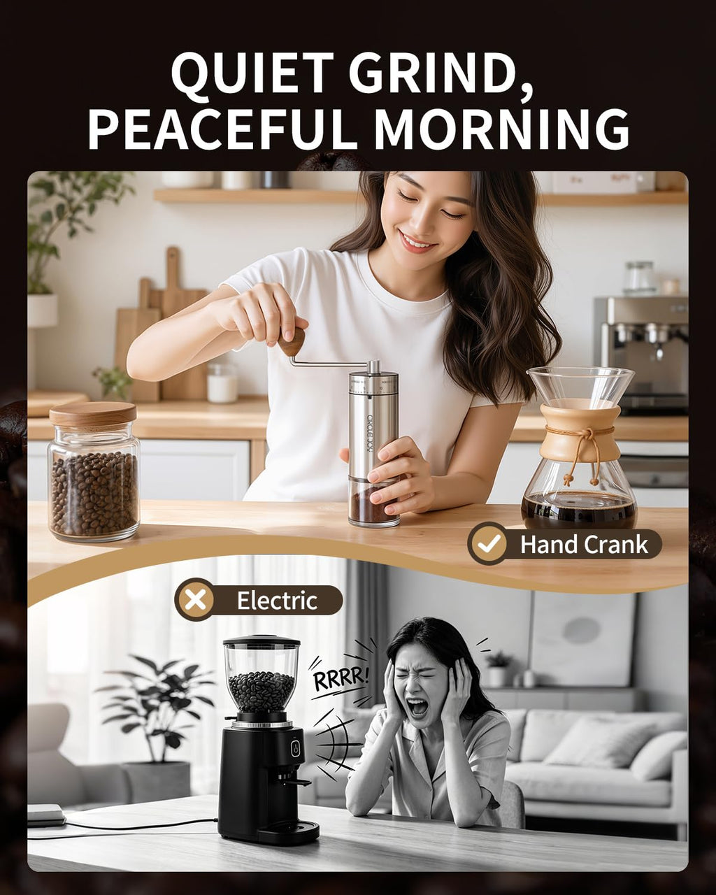 CIRCLE JOY Mini Manual Coffee Grinder with 40 External Adjustable Settings and Ceramic Conical Burr, Portable Stainless Steel Hand Coffee Grinder for Home and Travel