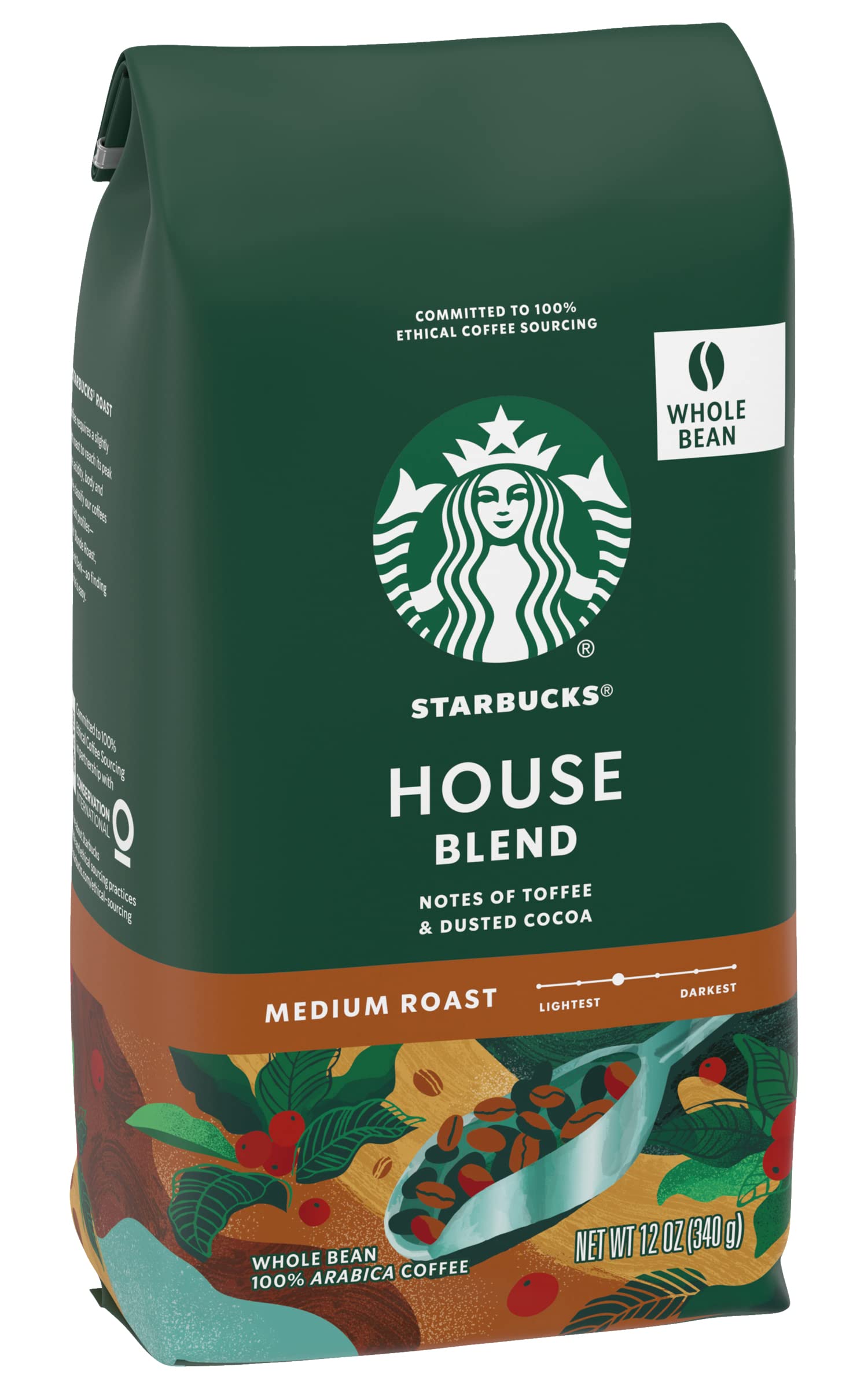 Starbucks Whole Coffee Beans, Medium Roast Hot or Iced Coffee, Pike Place Roast, 28 oz