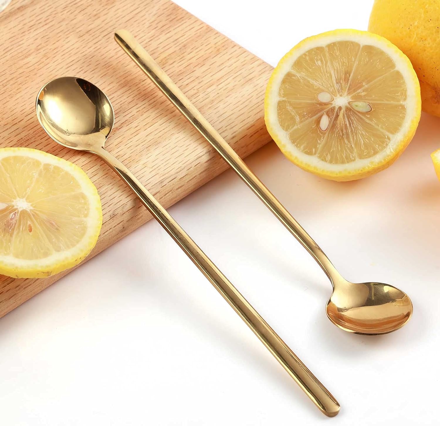 4 PCS 6.7 Inches Coffee Spoons, Stirring Spoons, Tea Spoons Long Handle, Teaspoons, Gold Spoons, Ice Tea Spoons, Long Spoons for Stirring, Espresso Spoons Stainless Steel