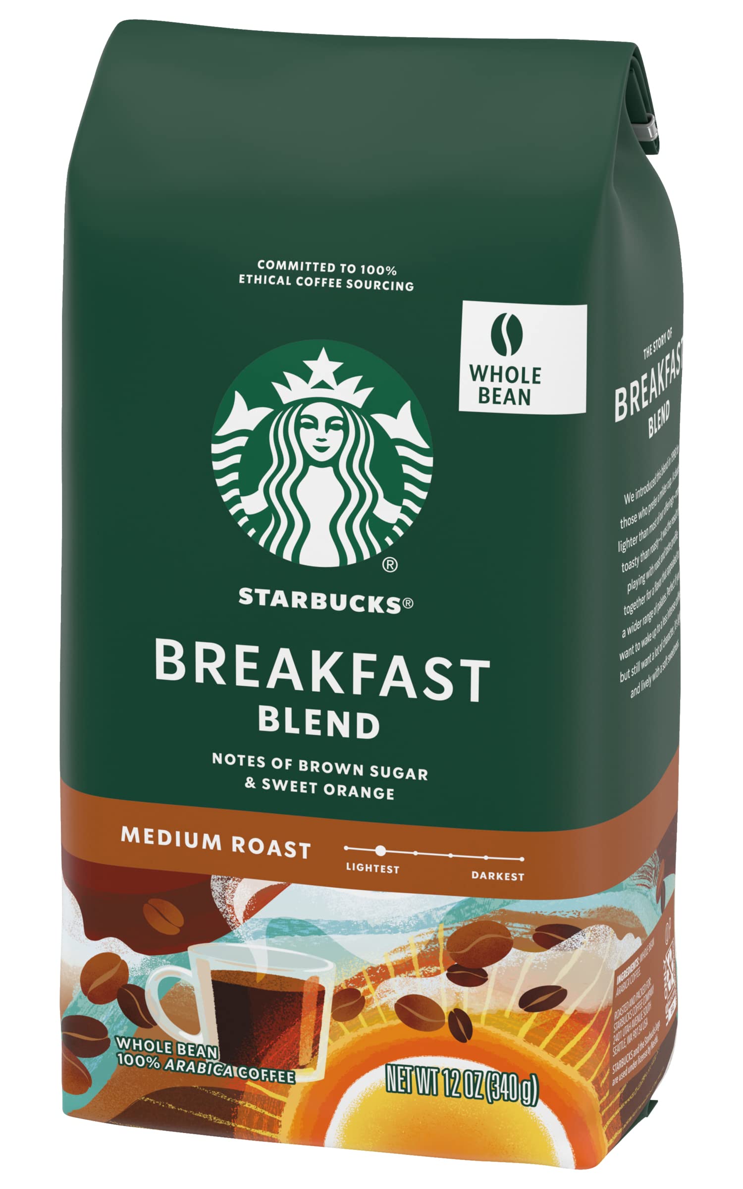 Starbucks Whole Coffee Beans, Medium Roast Hot or Iced Coffee, Pike Place Roast, 28 oz