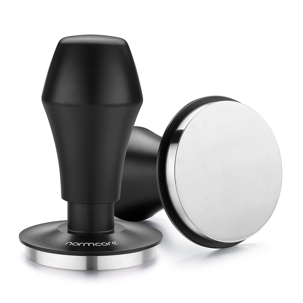 Normcore V4 Coffee Tamper 53.3mm - Spring-Loaded Tamper - Barista Espresso Tamper with 15lb / 25lb / 30lbs Replacement Springs - Anodized Aluminum Handle and Stand - Flat Base, Black