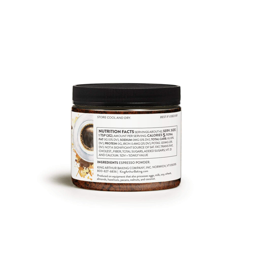 King Arthur Espresso Powder: Premium Baking Extract for Rich Chocolate Flavoring, 3 Oz Reusable Jar, Kosher Certified - Enhance Your Desserts with Instant Coffee Intensity