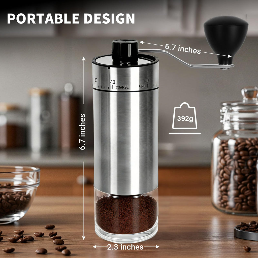 Mini Manual Coffee Grinder with 40 Adjustable Settings, Portable Hand Coffee Bean Mill with 30g Capacity, Conical Burr Coffee Grinder with Crank for Travel, Camping, Office, Espresso, Pour Over, etc