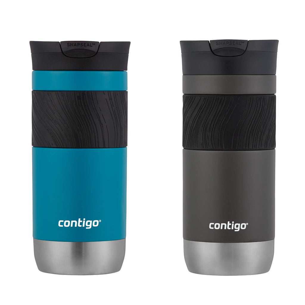 Contigo Byron Vacuum-Insulated Stainless Steel Travel Mug with Leak-Proof Lid Reusable Coffee Mug or Water Bottle BPA-Free 16oz Licorice Keeps Beverages Hot for 6 Hours or Cold for 12 Hours