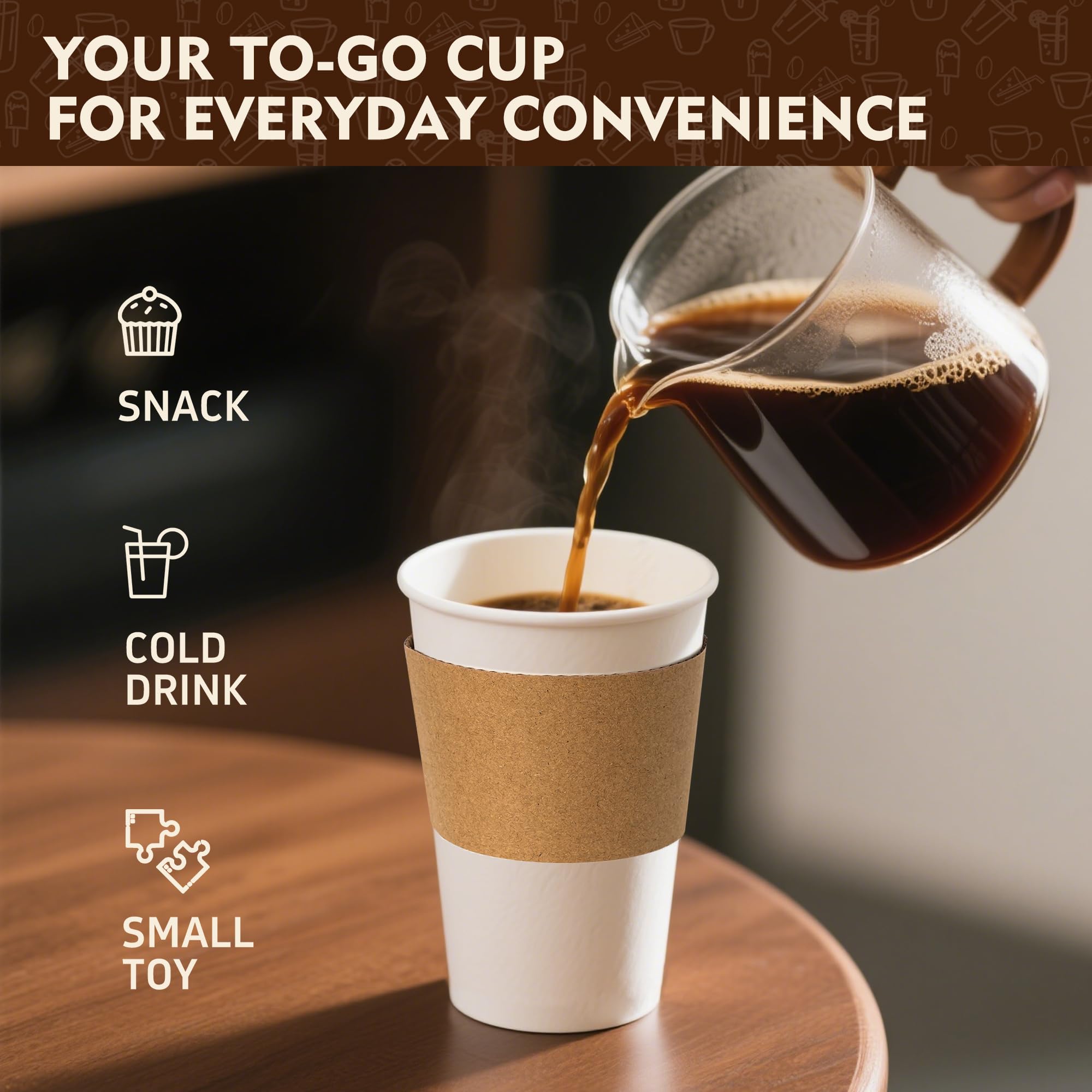 YEEHAW 100 Pack 16 oz Disposable Coffee Cups with Lids, Heat & Leak-proof Paper Cups, to Go Coffee Cups for Hot & Cold Beverage