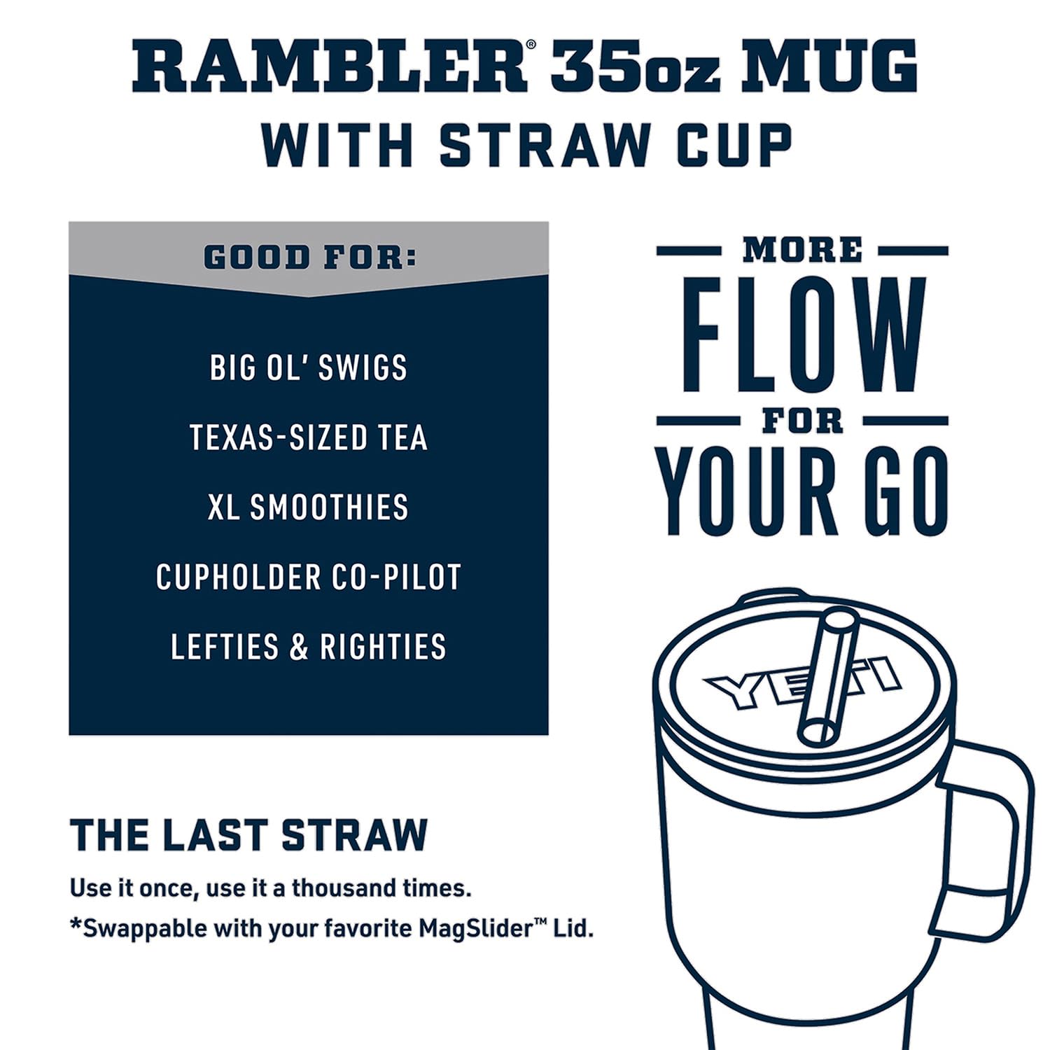 YETI Rambler 35 oz Tumbler with Handle and Straw Lid, Travel Mug Water Tumbler, Vacuum Insulated Cup with Handle, Stainless Steel, Moon Dust - Textured