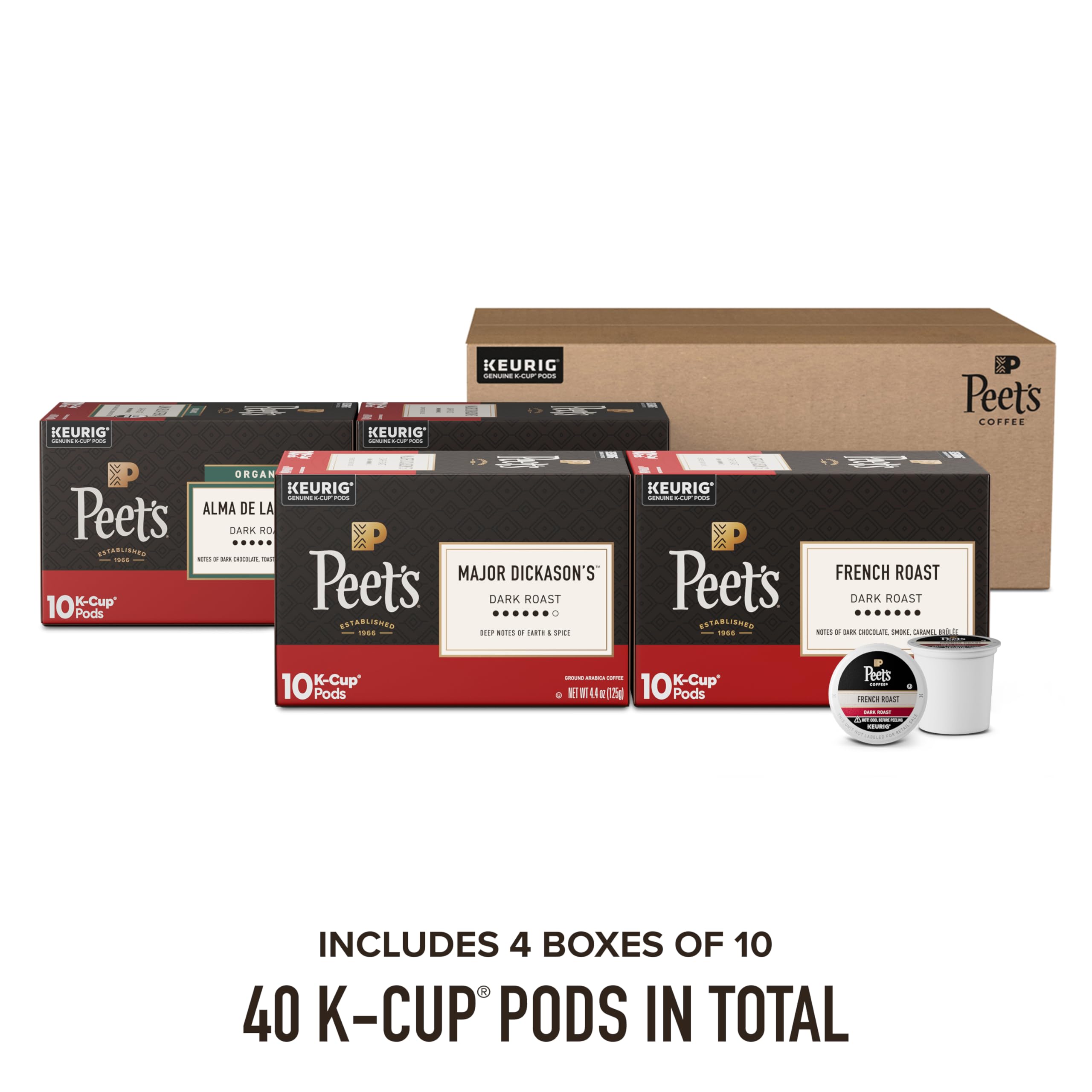 Peet's Coffee, Dark Roast Keurig K-Cup Pods, 100% Arabica Coffee - Major Dickason's Blend 75 Count (1 Box of 75 Pods)