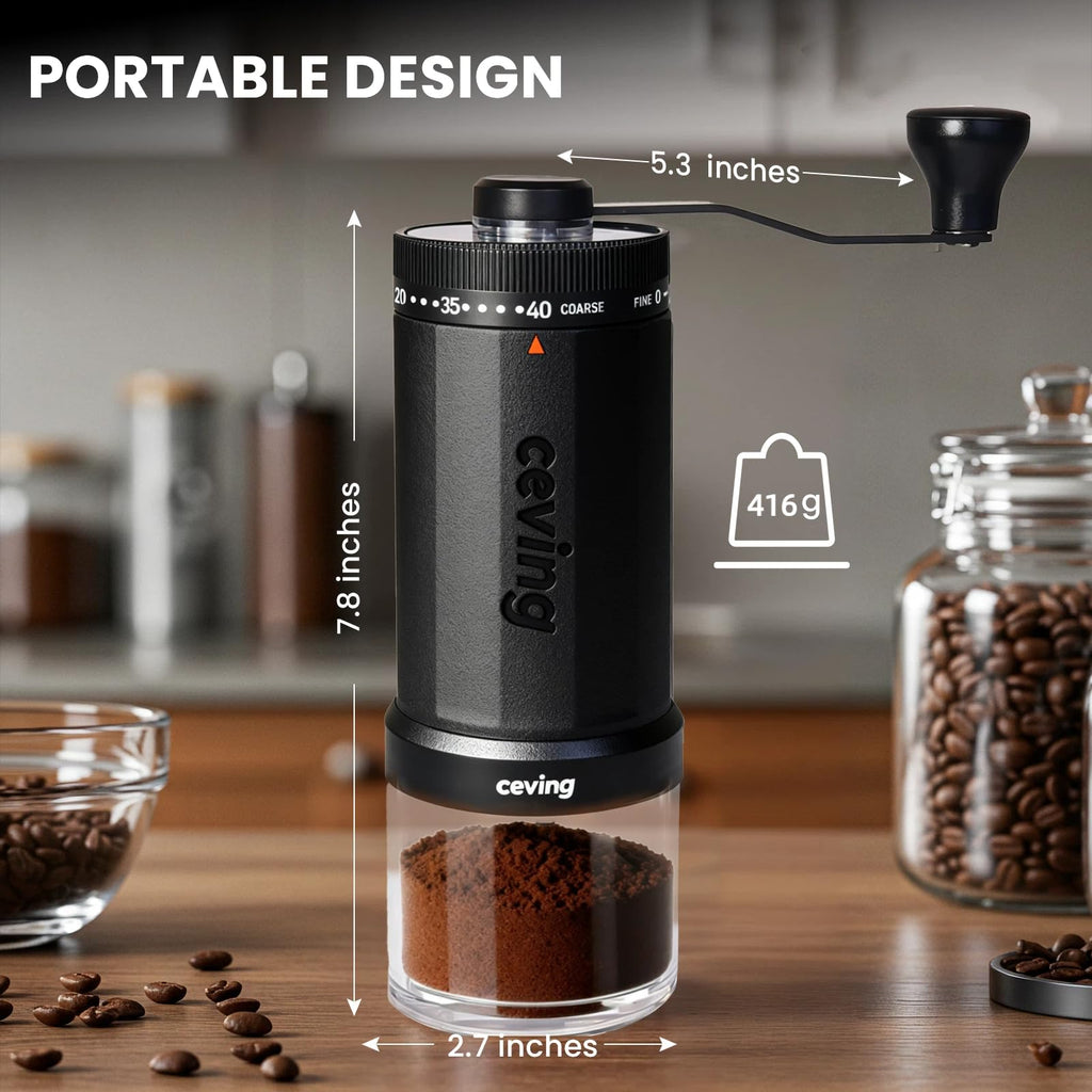 Mini Manual Coffee Grinder with 40 Adjustable Settings, Portable Hand Coffee Bean Mill with 30g Capacity, Conical Burr Coffee Grinder with Crank for Travel, Camping, Office, Espresso, Pour Over, etc