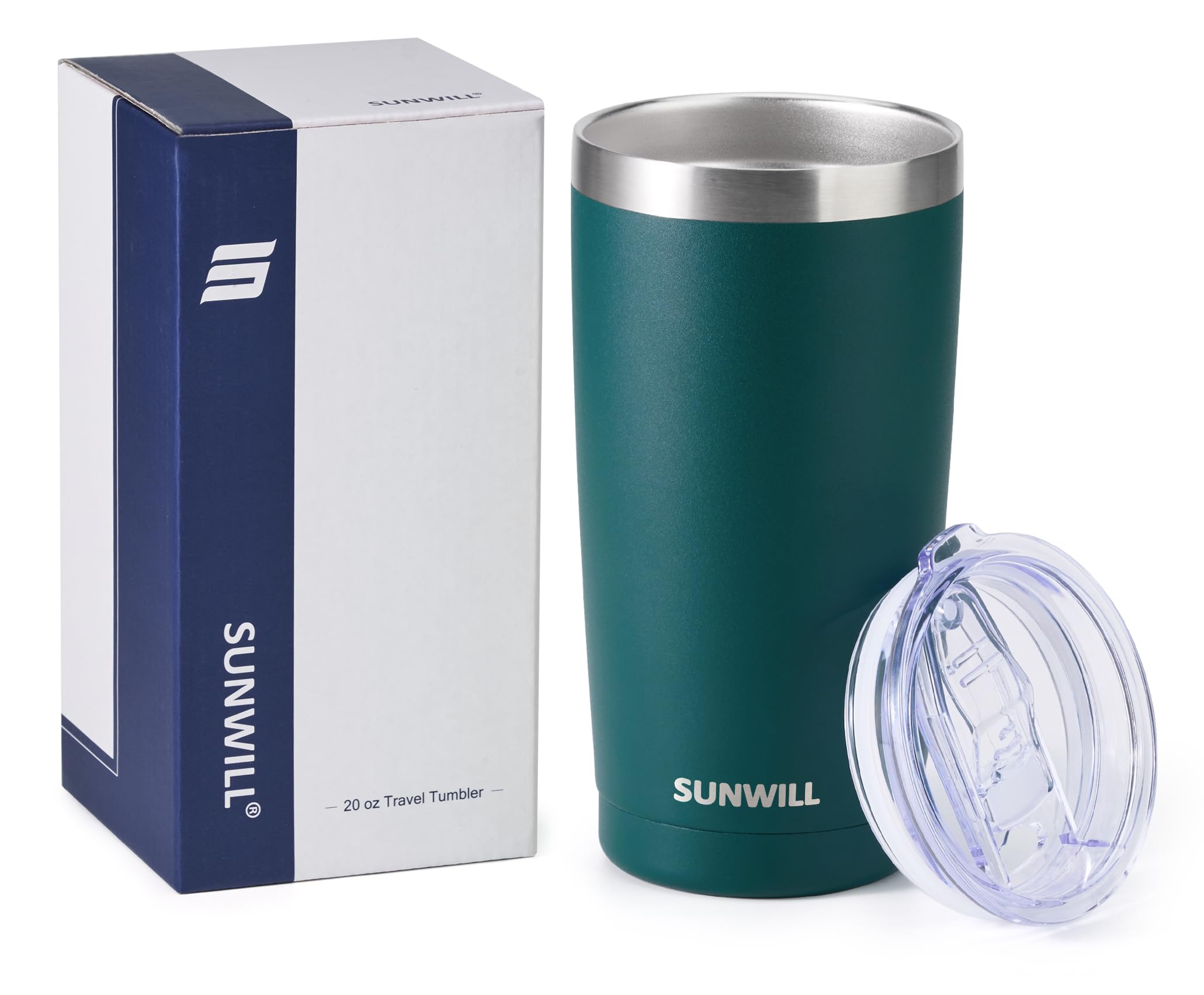 SUNWILL Travel Coffee Tumbler 20 oz, Insulated Mug with Lid, Stainless Steel Cup for Outdoor, Powder Coated Navy