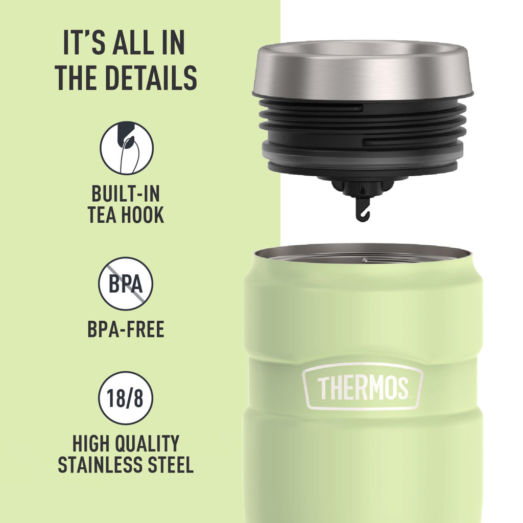 THERMOS Stainless King Vacuum-Insulated Travel Mug with Handle - 16oz, Midnight Blue - Thermos Tumbler for Hot & Cold Drinks - Leak & Sweat-Proof Stainless Steel Coffee Mug with Lid for Commuting