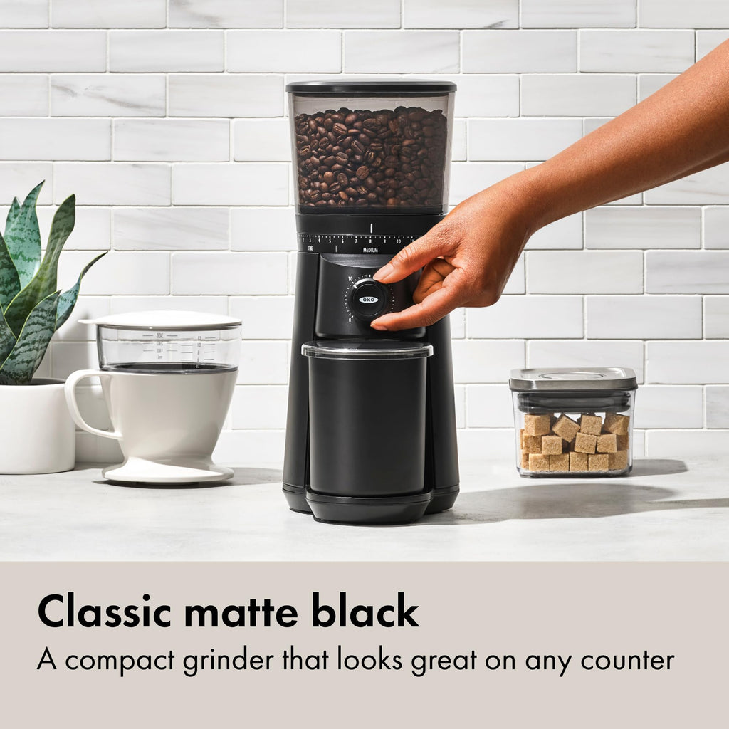 OXO Brew Conical Burr Coffee Grinder - Storm Blue, Stainless Steel Burrs, One-Touch Automatic Smart Grind