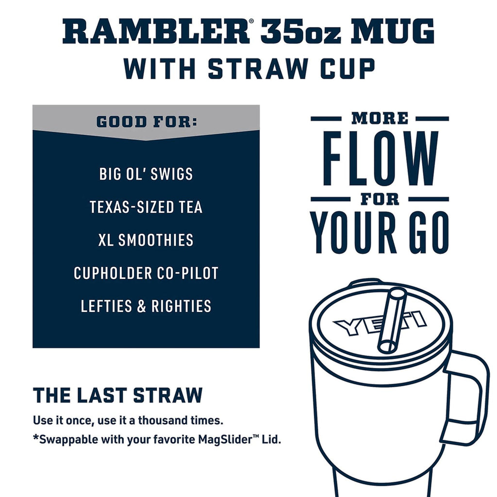 YETI Rambler 35 oz Tumbler with Handle and Straw Lid, Travel Mug Water Tumbler, Vacuum Insulated Cup with Handle, Stainless Steel, Moon Dust - Textured