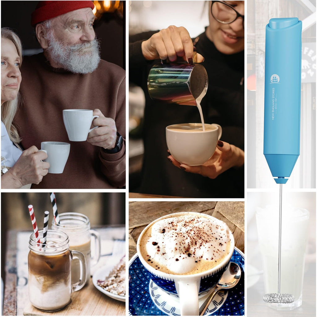 Powerful Milk Frother Handheld Foam Maker, Mini Whisk Drink Mixer for Coffee, Cappuccino, Latte, Matcha, Hot Chocolate, No Stand, Green
