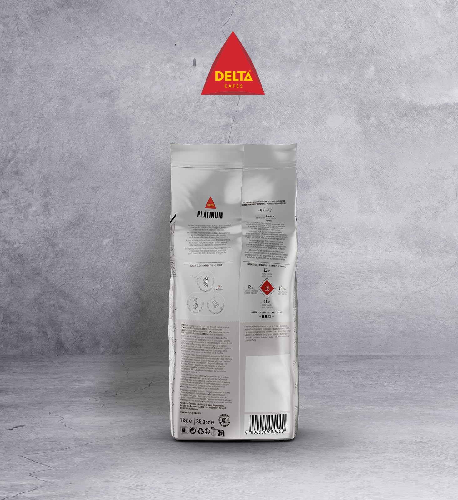 Delta Cafés Platinum Whole Bean Coffee 35.2oz Intense Espresso Beans Medium Roast Coffee