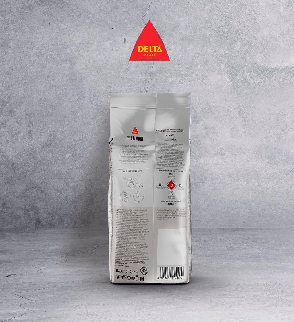 Delta Cafés Platinum Whole Bean Coffee 35.2oz Intense Espresso Beans Medium Roast Coffee