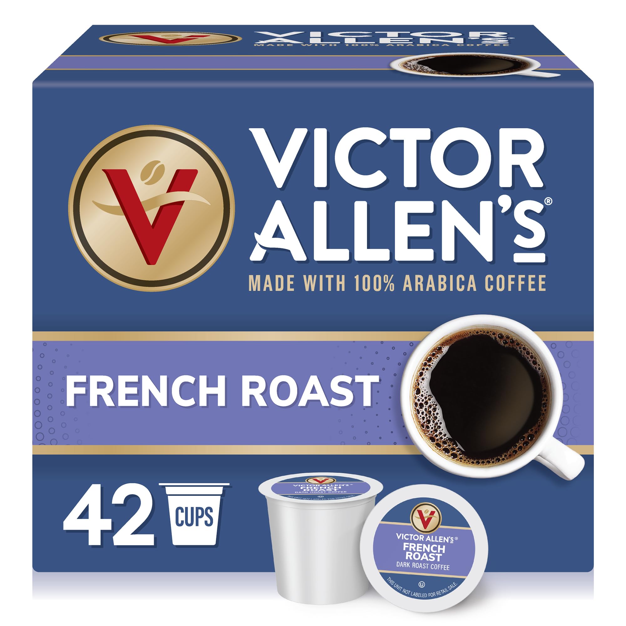 Victor Allen's Coffee Variety Pack (Morning Blend, 100% Colombian, Donut Shop Blend, French Roast), 42 Count, Single Serve Coffee Pods for Keurig K-Cup Brewers