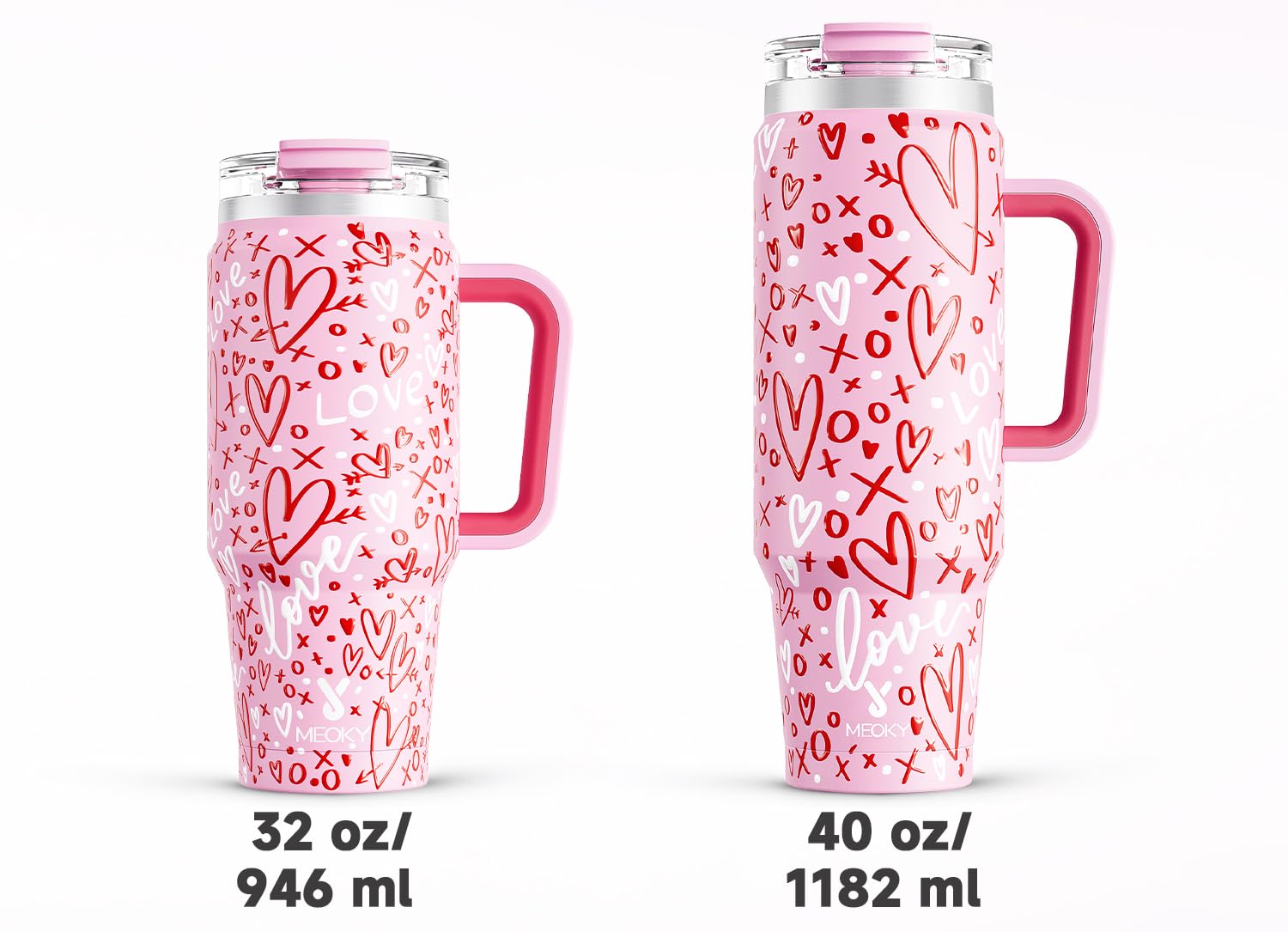 Meoky 32 oz Tumbler with Handle, Insulated Tumbler with Lid and Straw, Stainless Steel Travel Mug, Keeps Cold for 24 Hours, 100% Leak Proof, Fits in Car Cup Holder (Night)