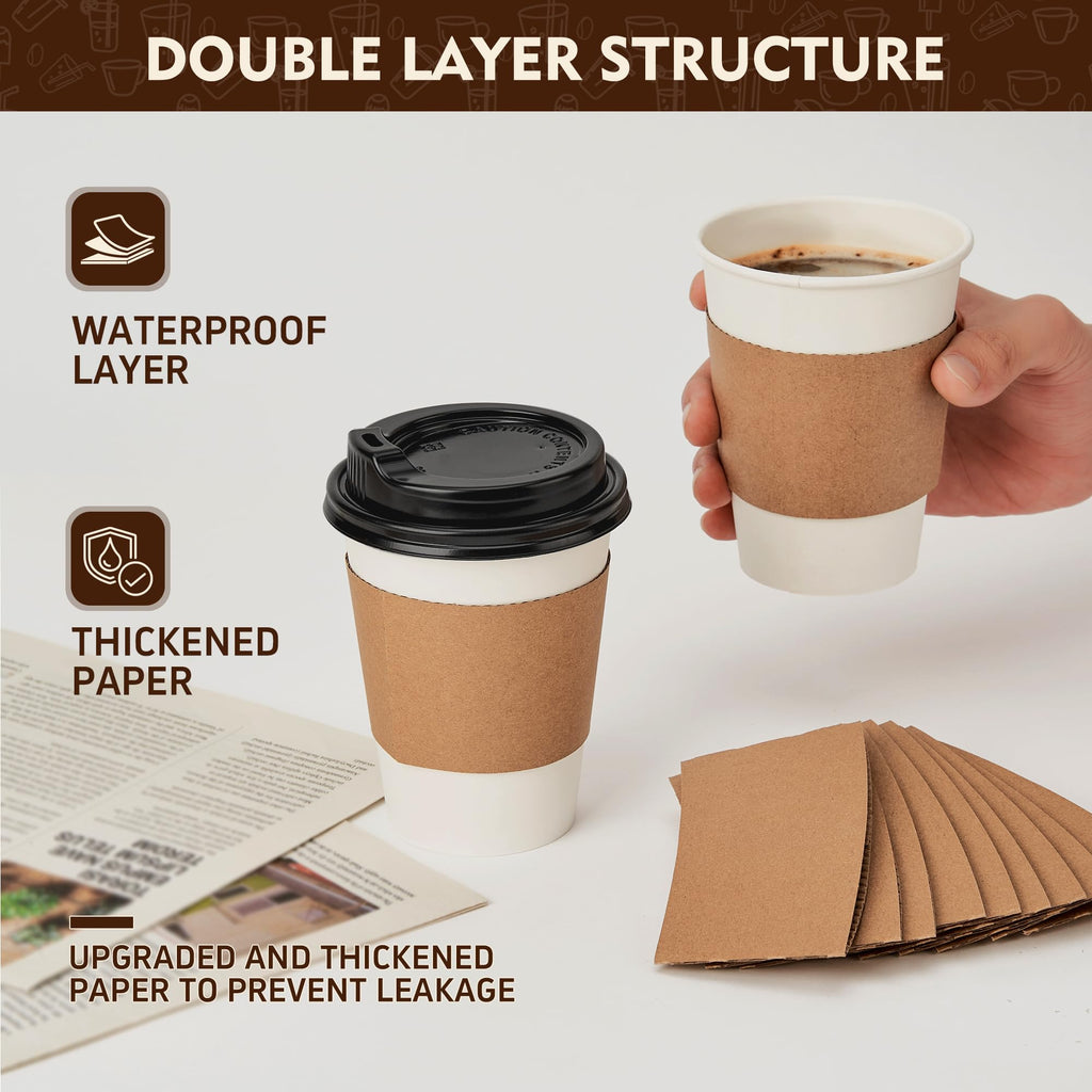 YEEHAW 100 Pack 16 oz Disposable Coffee Cups with Lids, Heat & Leak-proof Paper Cups, to Go Coffee Cups for Hot & Cold Beverage