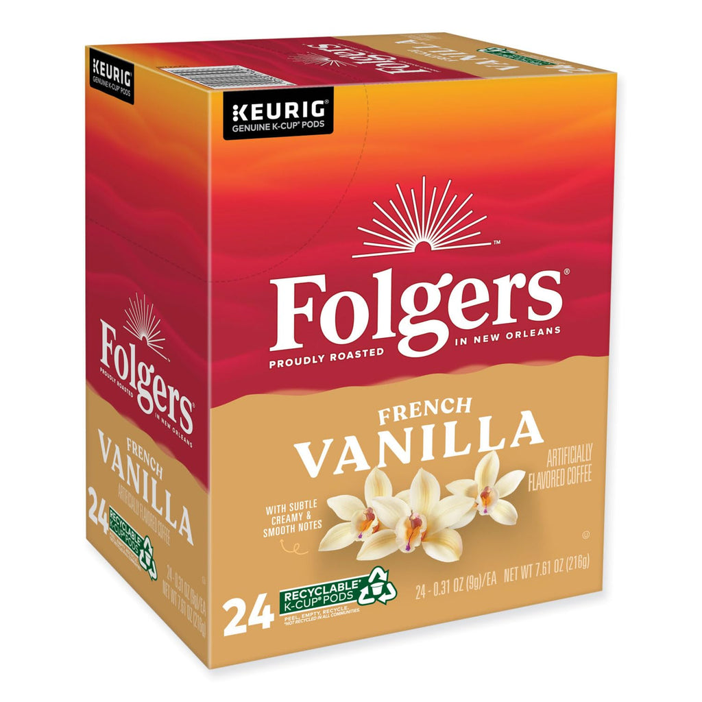 Folgers French Vanilla Artificially Flavored Coffee, Keurig K-Cup pods, 10 Count Box (Pack of 6)