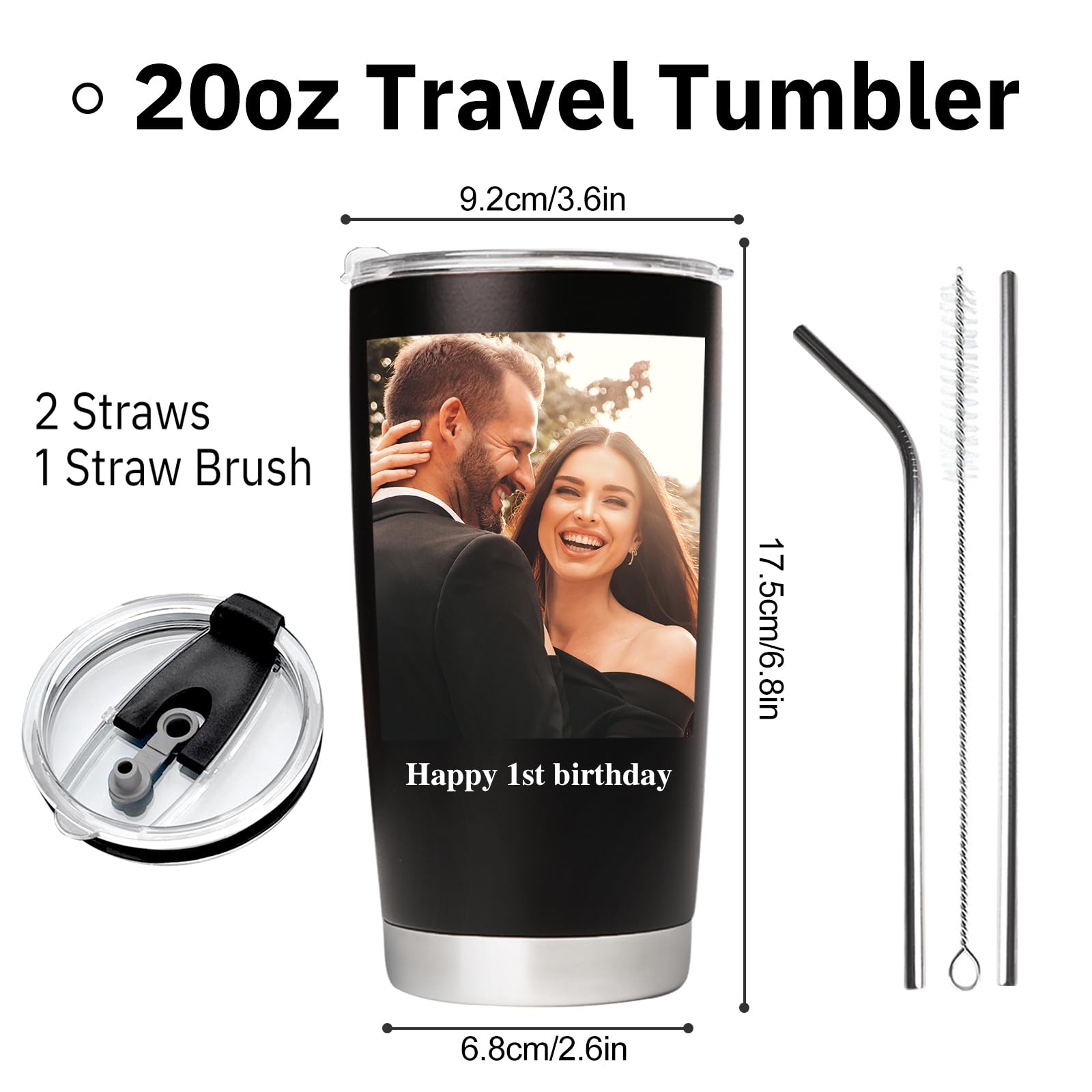 Personalized Tumbler Custom Coffee Tumbler Laser Engrave with Name 20 Oz Stainless Steel Travel Tumbler Cup Mug Personalized Gifts for Birthday Christmas Anniversary for Men Women Kids