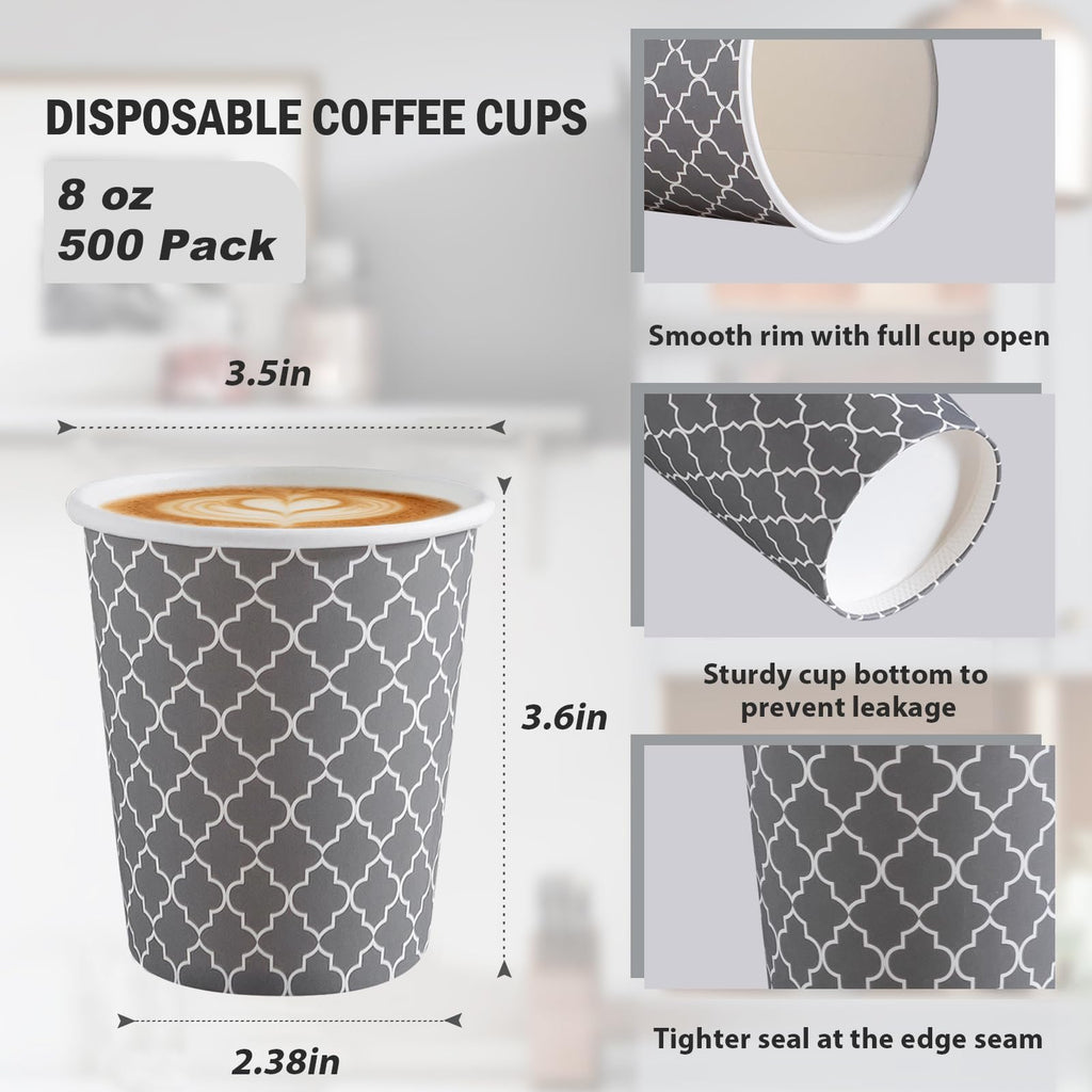 Lamosi Coffee Cups 12 oz 180 Pack, Disposable Paper Coffee Cups, Disposable Cups,12 oz Hot Cup,12oz Paper Insulated Cup for Cold Hot Drinks (No Lids)