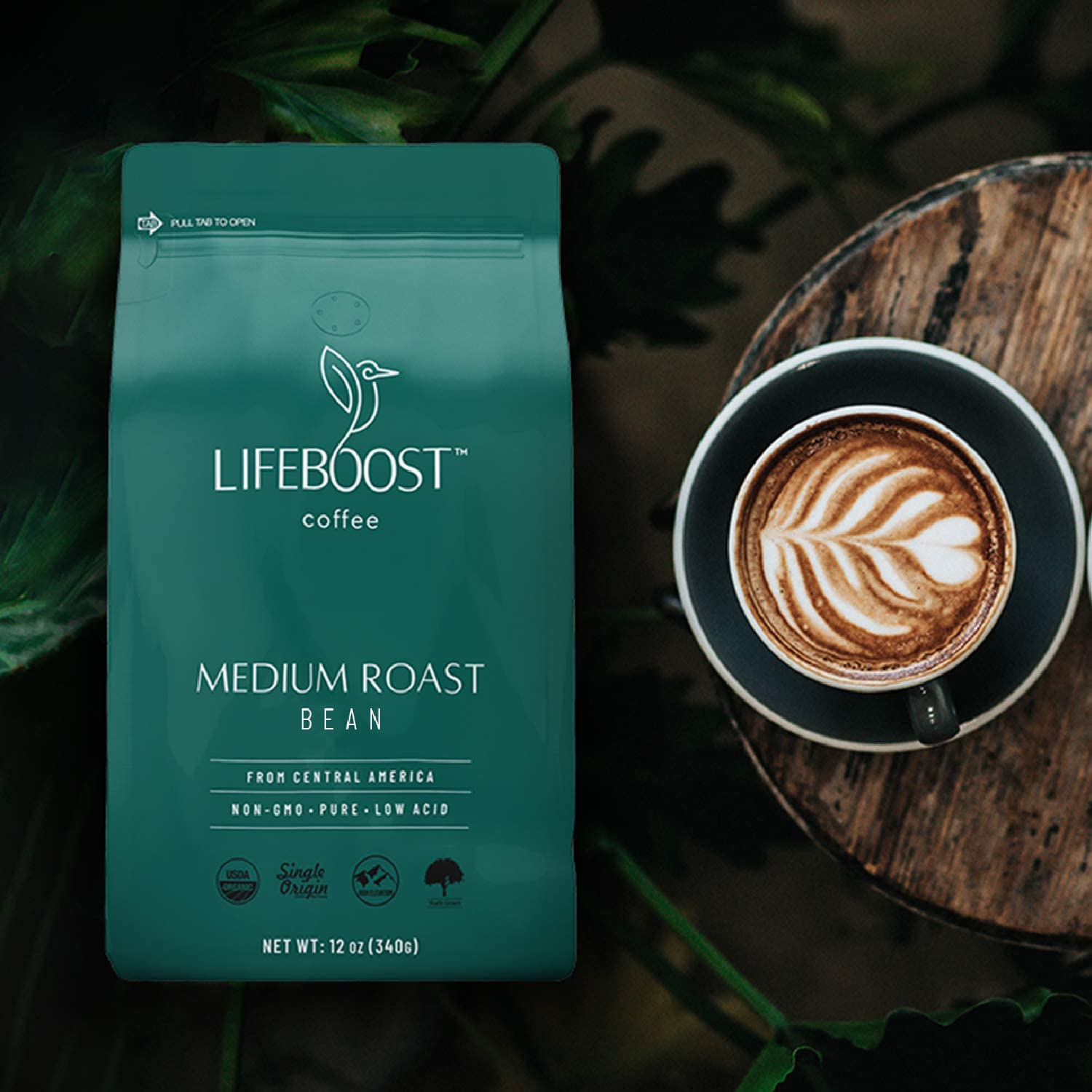 Lifeboost Dark Organic Coffee Beans - Single Origin Non-GMO Dark Roast Low Acid Coffee Beans - Third Party Tested For Mycotoxins & Pesticides - Whole Bean - 12 Ounces