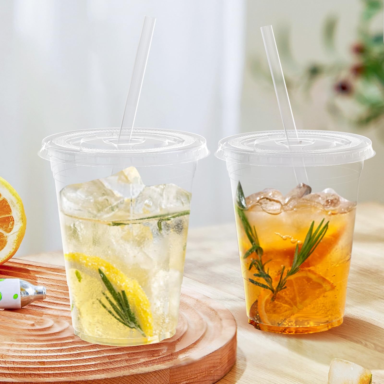 Dealusy 100 Pack - 20 oz Clear Plastic Cups with Lids and Straws, Sturdy & Food Safe Iced Coffee Cups with lids, Disposable Plastic Smoothie Cups for Cold Drinks