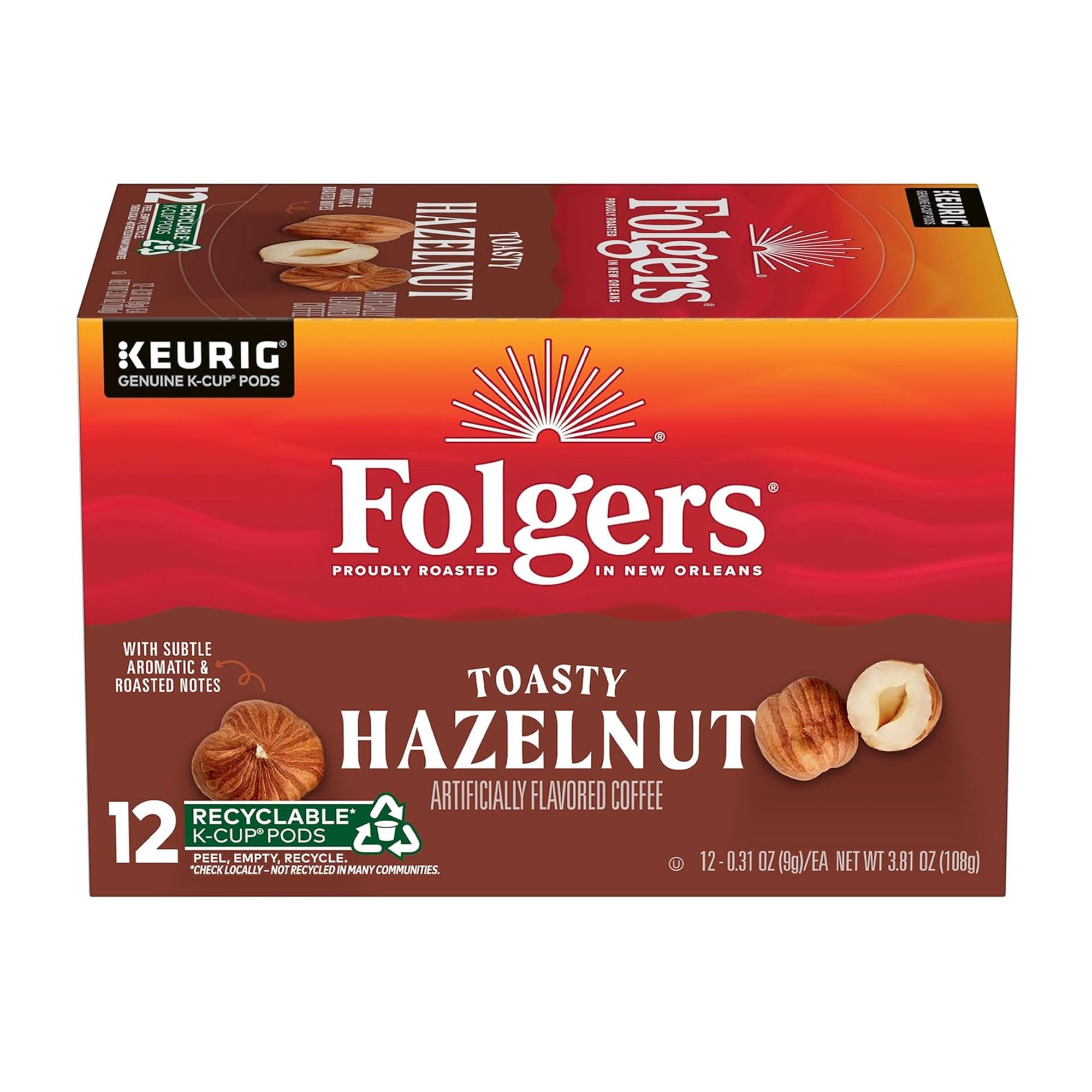 Folgers French Vanilla Artificially Flavored Coffee, Keurig K-Cup pods, 10 Count Box (Pack of 6)