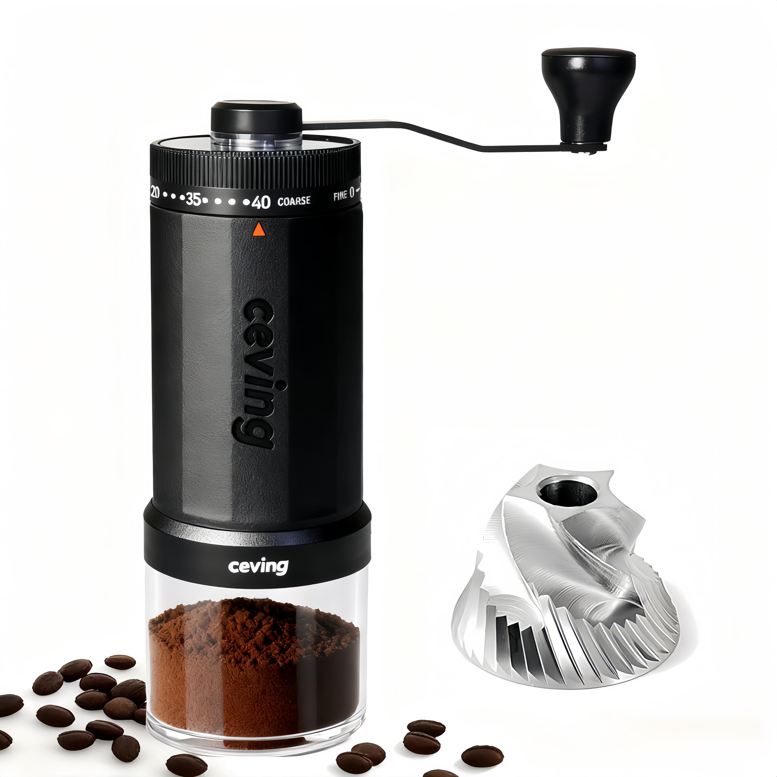 Mini Manual Coffee Grinder with 40 Adjustable Settings, Portable Hand Coffee Bean Mill with 30g Capacity, Conical Burr Coffee Grinder with Crank for Travel, Camping, Office, Espresso, Pour Over, etc