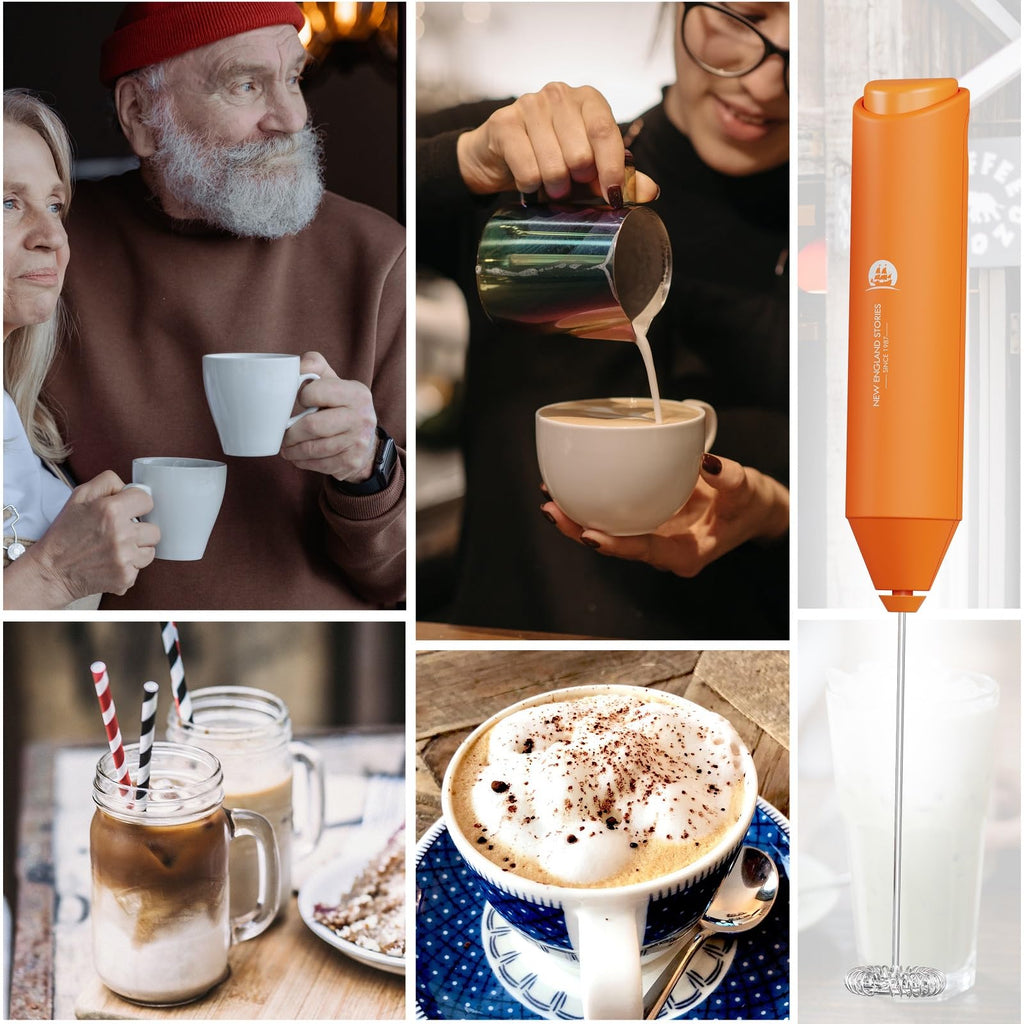 Powerful Milk Frother Handheld Foam Maker, Mini Whisk Drink Mixer for Coffee, Cappuccino, Latte, Matcha, Hot Chocolate, No Stand, Green